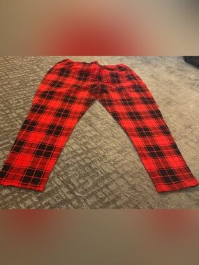 Adult Red and Black Plaid Pants